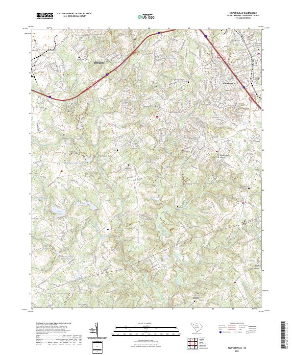 Simpsonville topographic map thumbnail