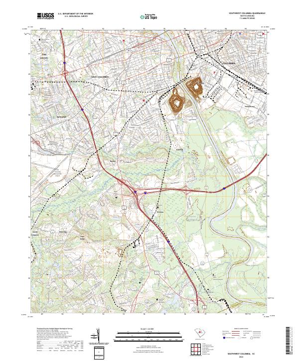 Southwest Columbia topographic map thumbnail