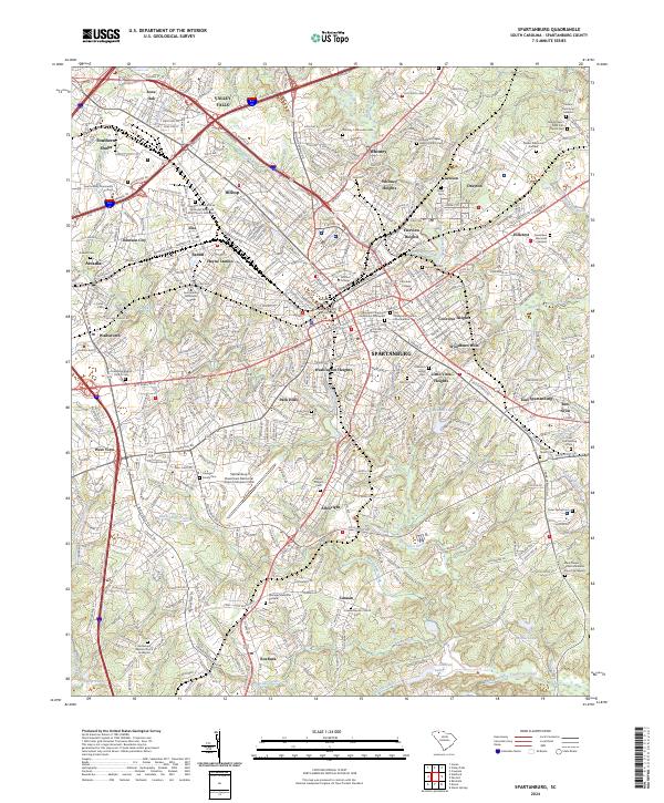 Spartanburg topographic map thumbnail