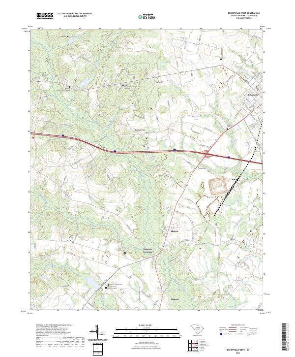 Bishopville West topographic map thumbnail