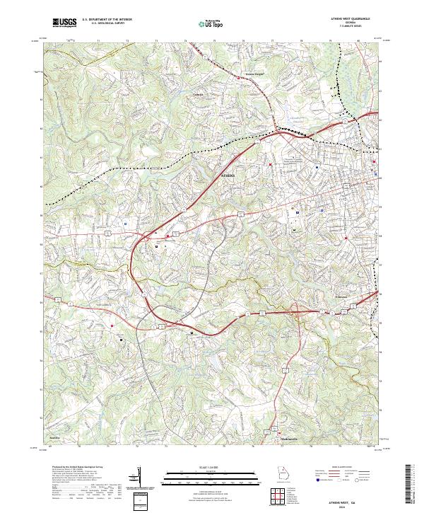 Athens West topographic map thumbnail