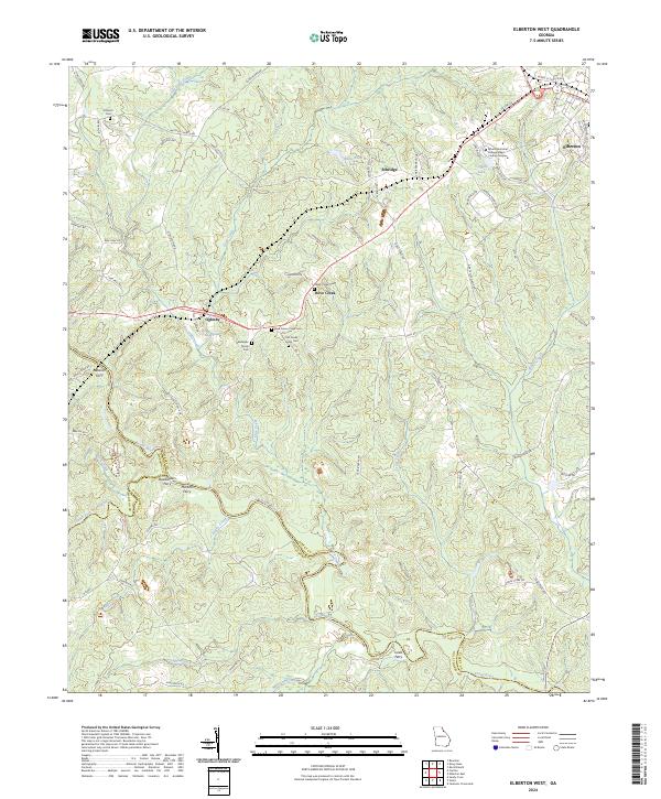 Elberton West topographic map thumbnail