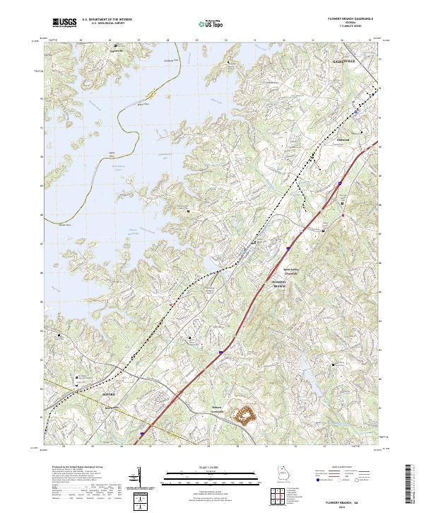Flowery Branch topographic map thumbnail