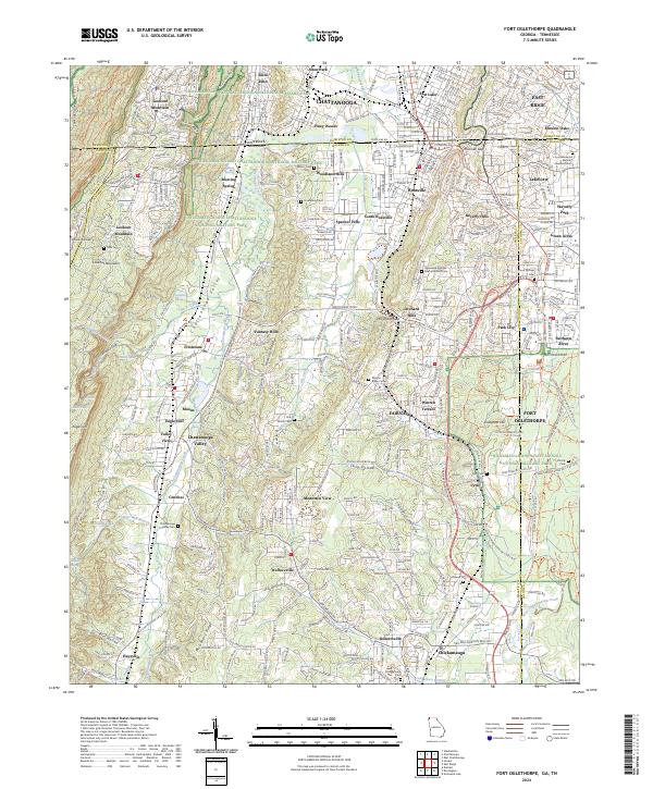 Fort Oglethorpe topographic map thumbnail