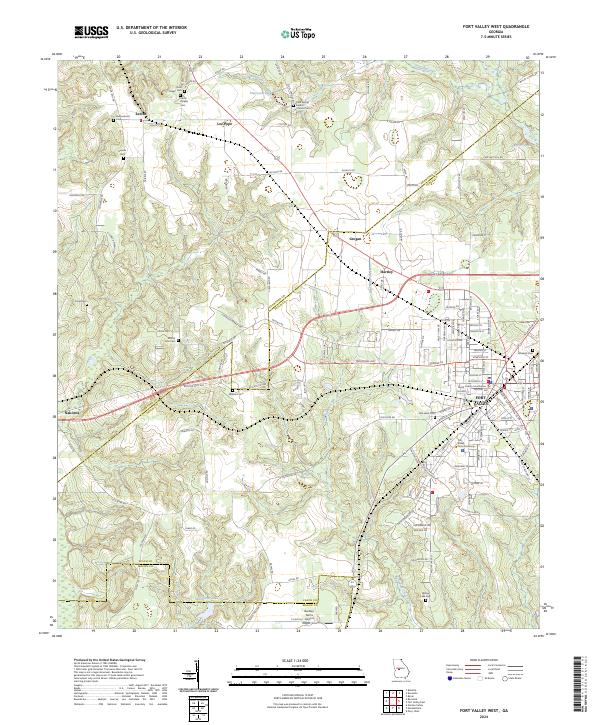 Fort Valley West topographic map thumbnail
