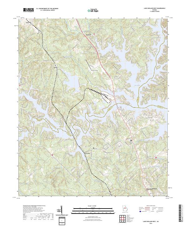 Lake Sinclair West 2024 topographic map thumbnail