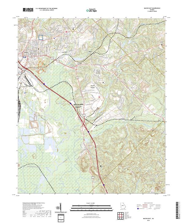 Macon East 2024 topographic map thumbnail