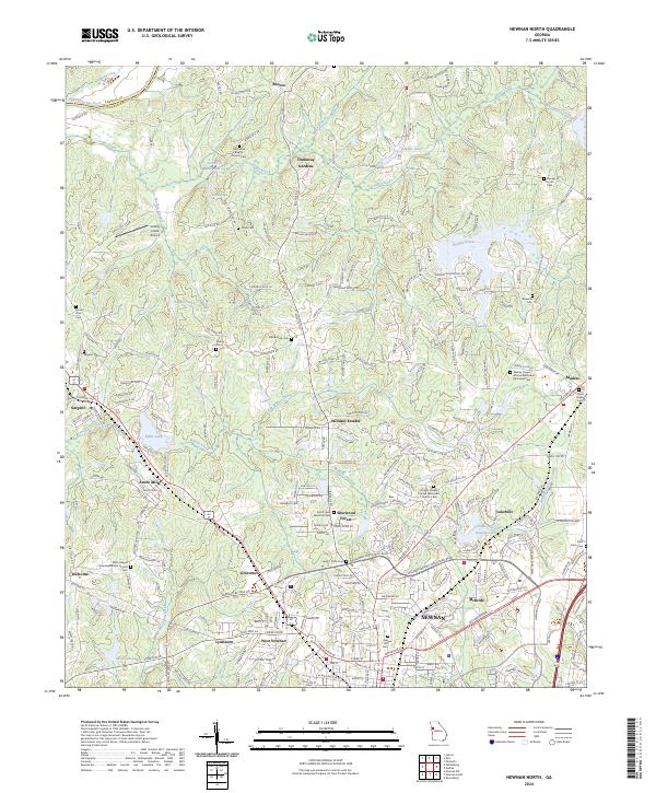 Newnan North 2024 topographic map thumbnail