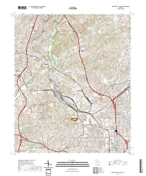 Northwest Atlanta topographic map thumbnail