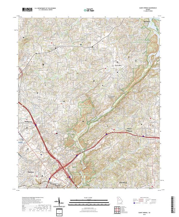 Sandy Springs topographic map thumbnail