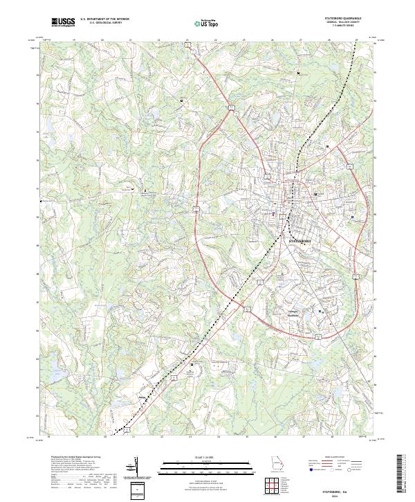 Statesboro 2024 topographic map thumbnail