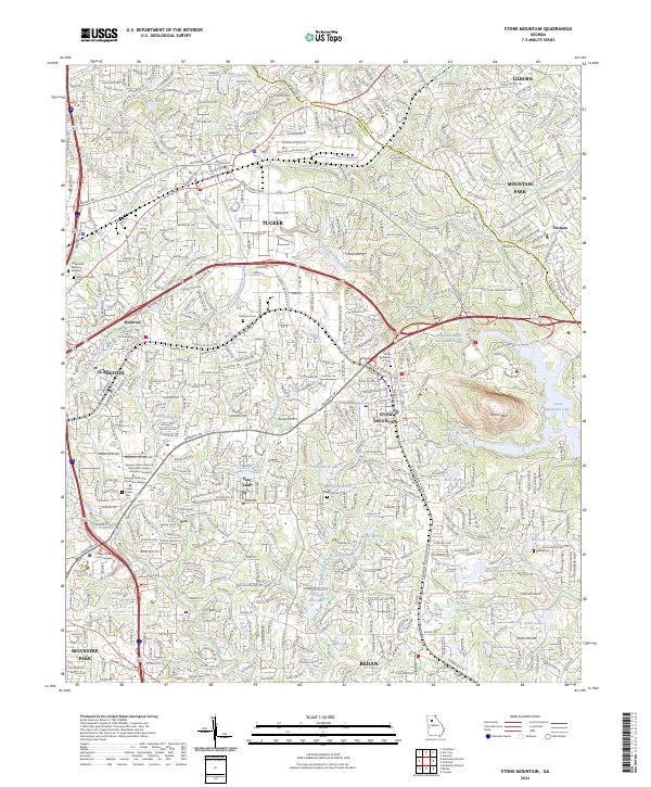 Stone Mountain 2024 topographic map thumbnail
