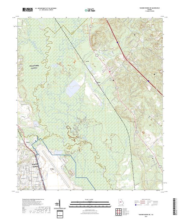 Warner Robins NE 2024 topographic map thumbnail