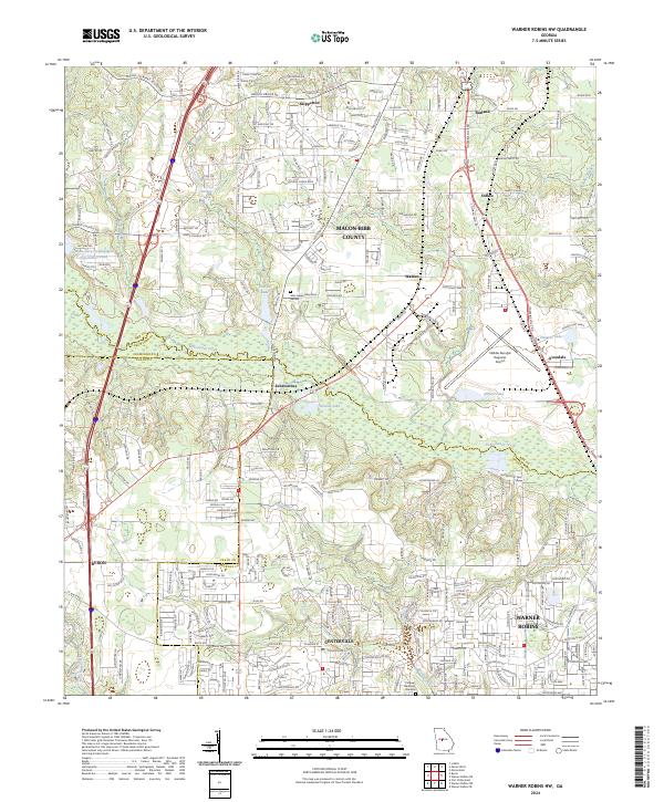 Warner Robins NW 2024 topographic map thumbnail