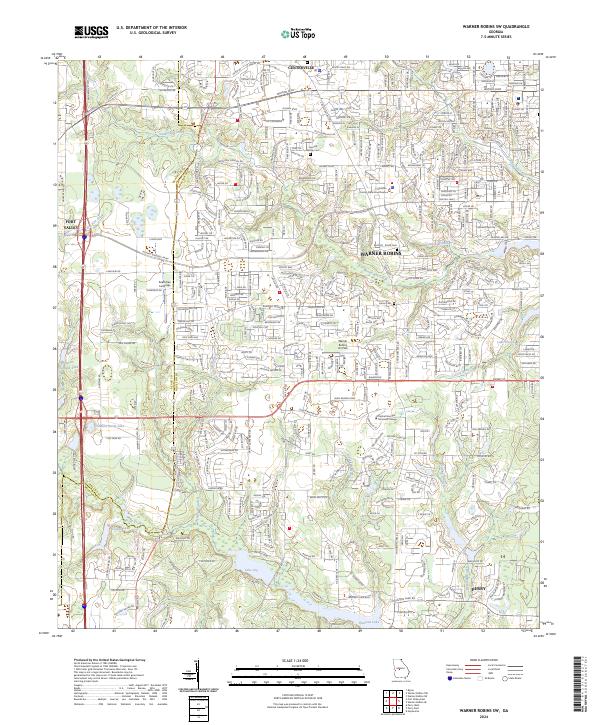Warner Robins SW 2024 topographic map thumbnail