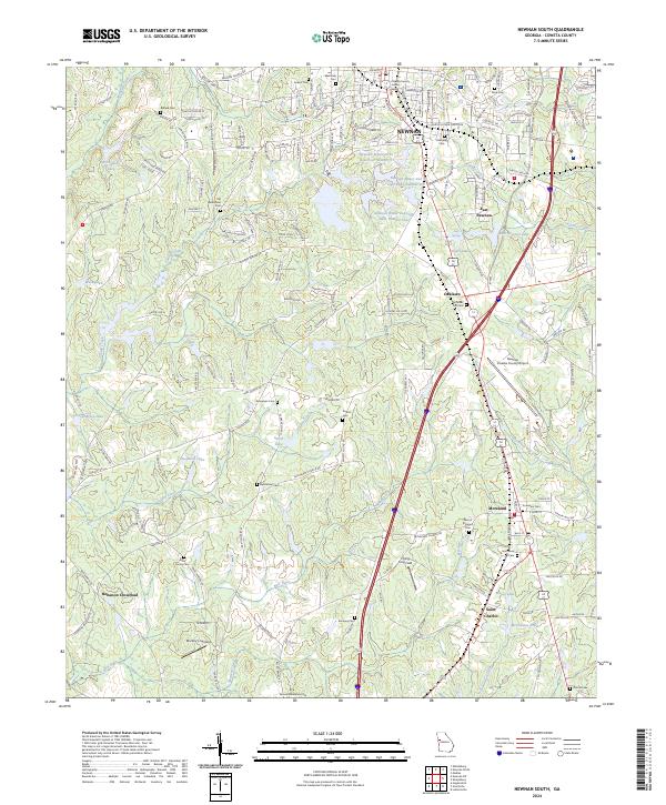 Newnan South 2024 topographic map thumbnail