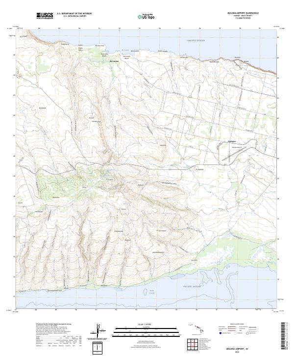 Molokai Airport topographic map thumbnail