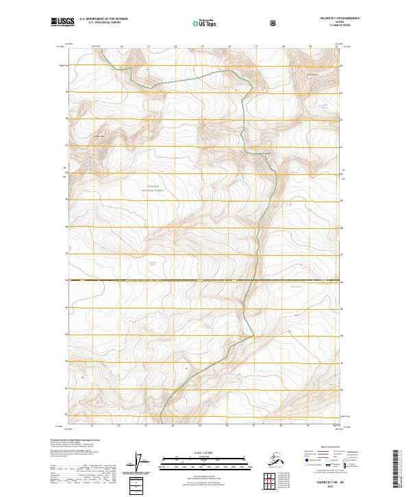 Valdez B-7 SW topographic map thumbnail