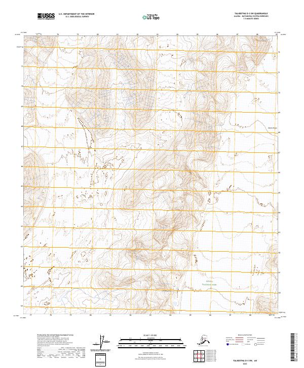 Talkeetna D-3 SW topographic map thumbnail