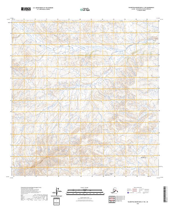 Talkeetna Mountains A-1 SW topographic map thumbnail