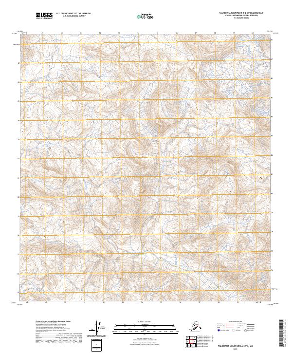 Talkeetna Mountains A-2 SW topographic map thumbnail