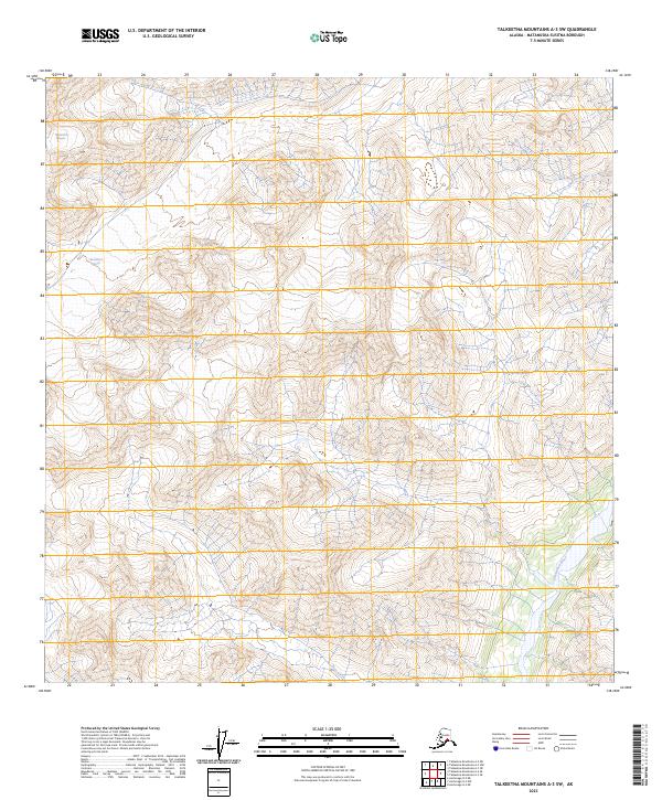 Talkeetna Mountains A-3 SW topographic map thumbnail
