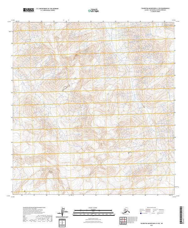 Talkeetna Mountains A-4 SW topographic map thumbnail