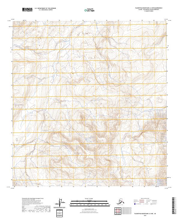 Talkeetna Mountains A-2 NW topographic map thumbnail