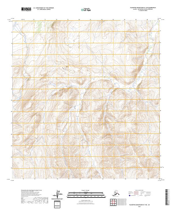 Talkeetna Mountains B-1 SW topographic map thumbnail