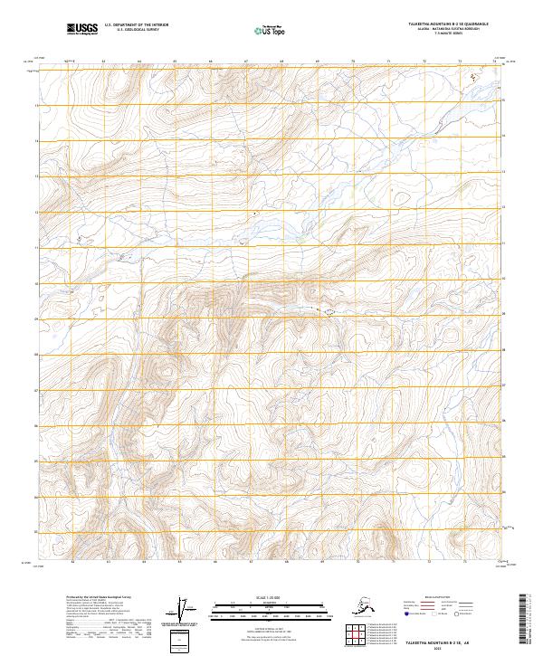 Talkeetna Mountains B-2 SE topographic map thumbnail