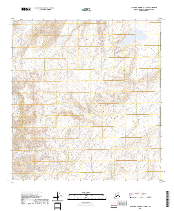 Talkeetna Mountains B-2 SW topographic map thumbnail