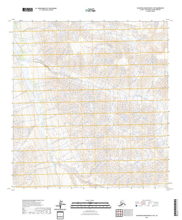 Talkeetna Mountains B-3 SW topographic map thumbnail