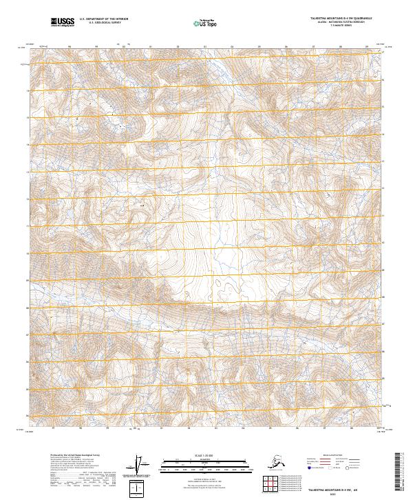 Talkeetna Mountains B-4 SW topographic map thumbnail
