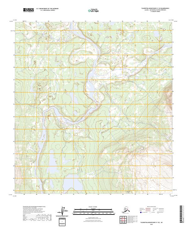 Talkeetna Mountains D-1 SE topographic map thumbnail