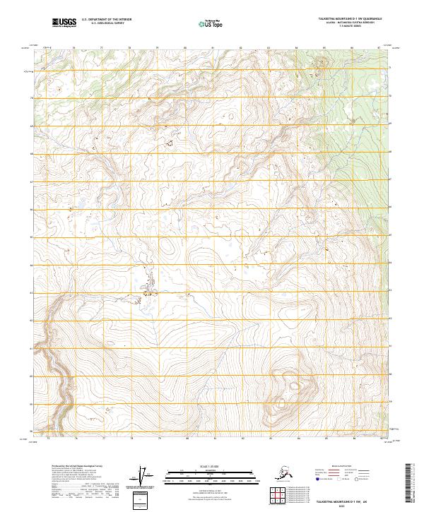 Talkeetna Mountains D-1 SW topographic map thumbnail