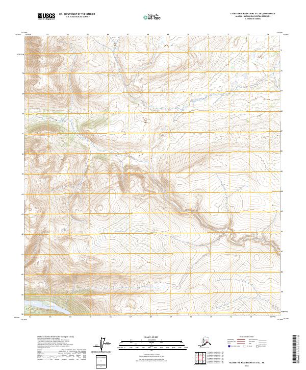 Talkeetna Mountains D-2 SE topographic map thumbnail