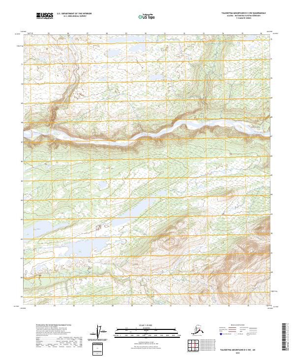 Talkeetna Mountains D-3 SW topographic map thumbnail