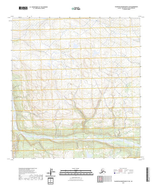 Talkeetna Mountains D-4 SW topographic map thumbnail