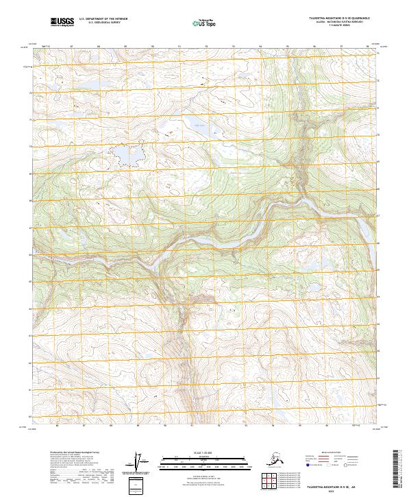 Talkeetna Mountains D-5 SE topographic map thumbnail