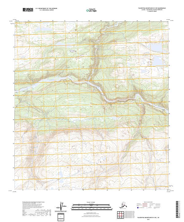 Talkeetna Mountains D-5 SW topographic map thumbnail