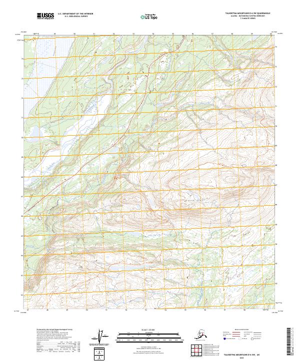 Talkeetna Mountains D-6 SW topographic map thumbnail