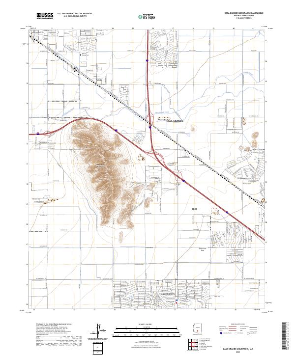 Casa Grande Mountains 2023 topographic map thumbnail