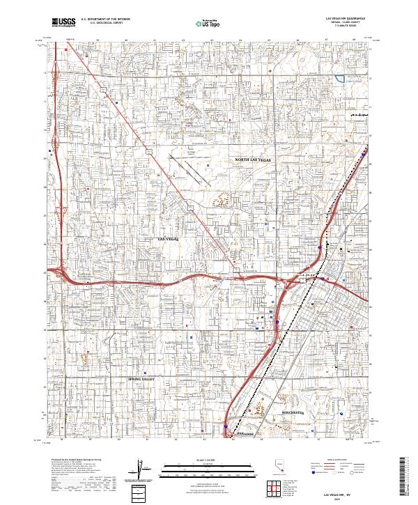 Las Vegas NW 2023 topographic map thumbnail