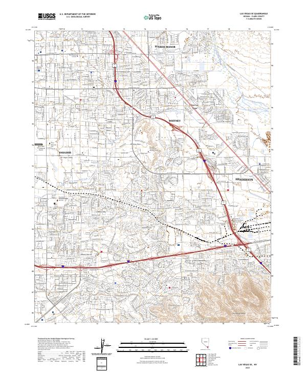 Las Vegas SE 2023 topographic map thumbnail