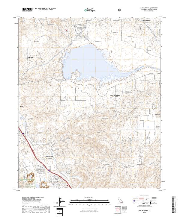Lake Mathews 2023 topographic map thumbnail