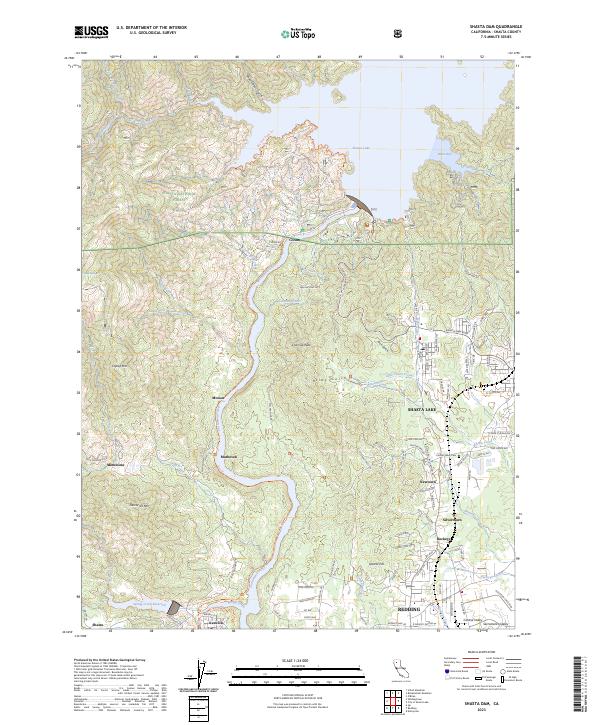 Shasta Dam 2023 topographic map thumbnail