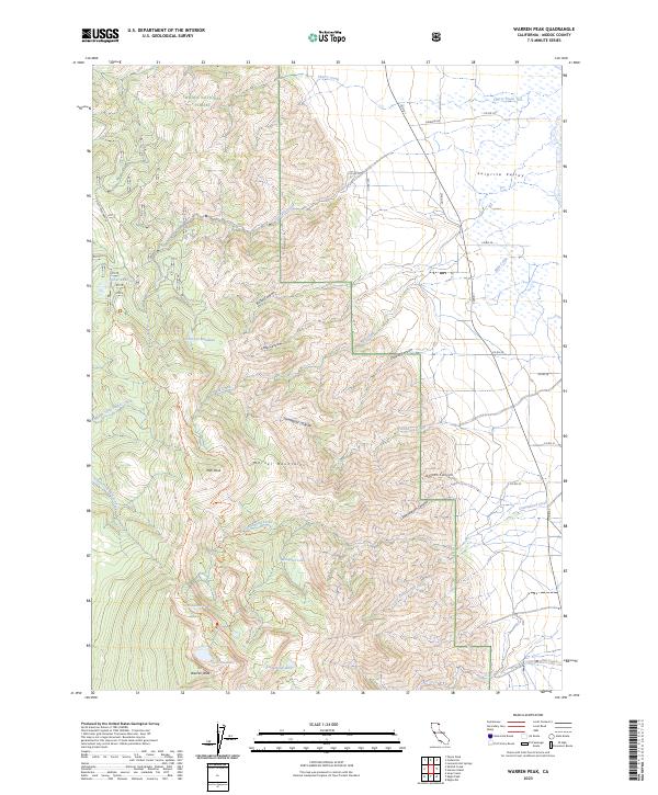 Warren Peak 2023 topographic map thumbnail