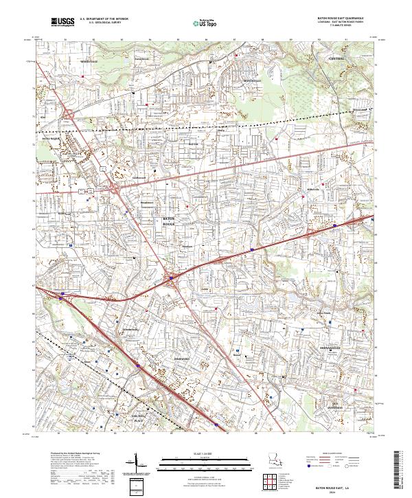 Baton Rouge East topographic map thumbnail