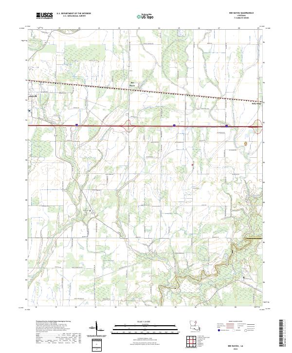 Bee Bayou topographic map thumbnail