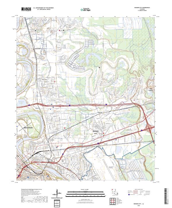 Bossier City topographic map thumbnail